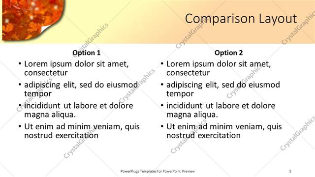 Comparison presentation slide layout
