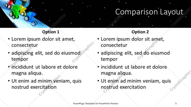 Comparison presentation slide layout