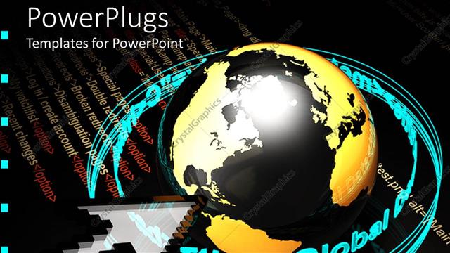  Presentation with world globe earth - A cursor clicking on an earth globe on a black background