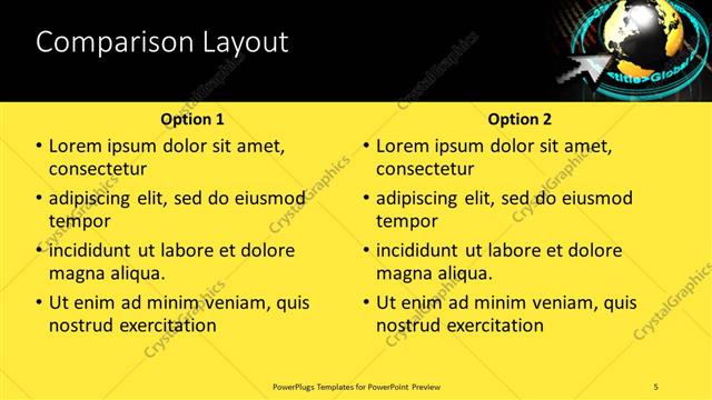 Comparison presentation slide layout