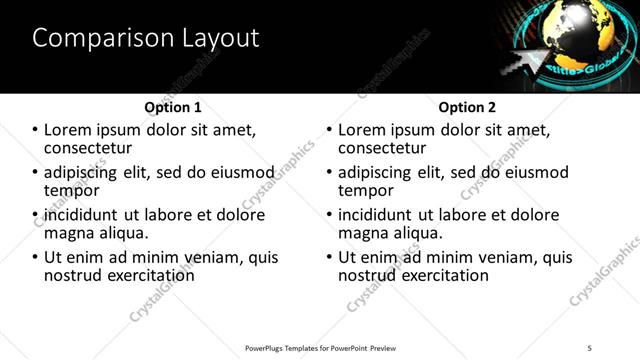 Comparison presentation slide layout