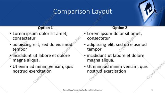 Comparison presentation slide layout