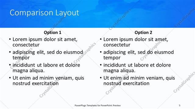 Comparison presentation slide layout