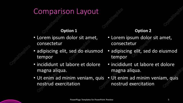 Comparison presentation slide layout