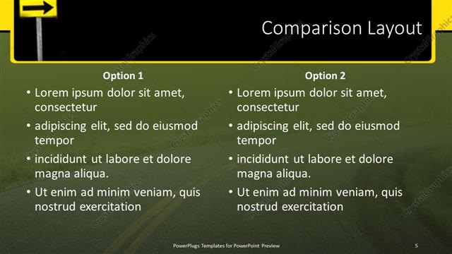 Comparison presentation slide layout