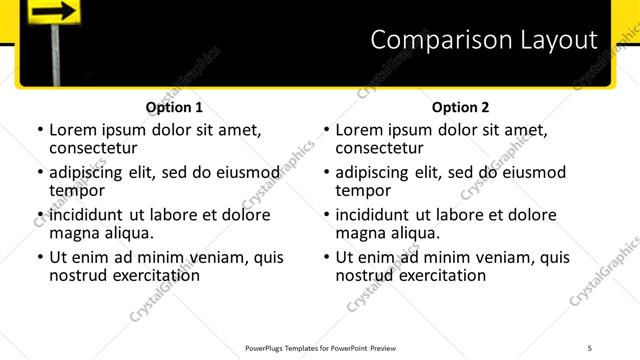 Comparison presentation slide layout