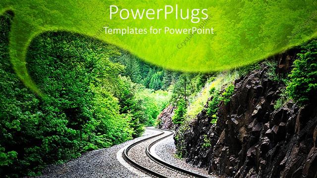  Presentation with railroad - A curved railroad in the middle of two mountains