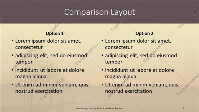 Comparison presentation slide layout