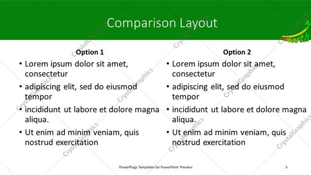 Comparison presentation slide layout