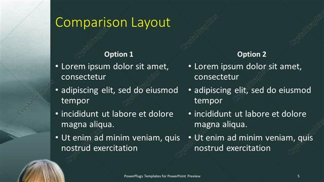 Comparison presentation slide layout