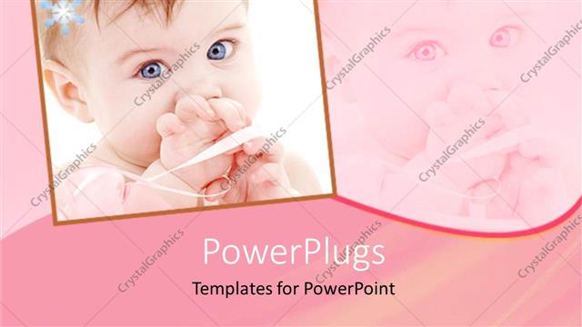  Presentation with blue eyes - Cute baby picture with blue eyes on pink background