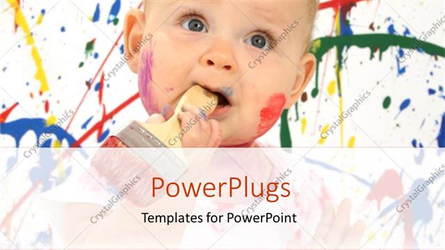  Presentation with paint brush - Cute baby playing with colors and paint brush in mouth