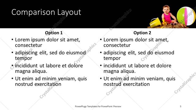 Comparison presentation slide layout