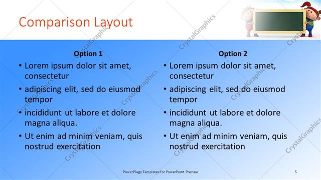 Comparison presentation slide layout