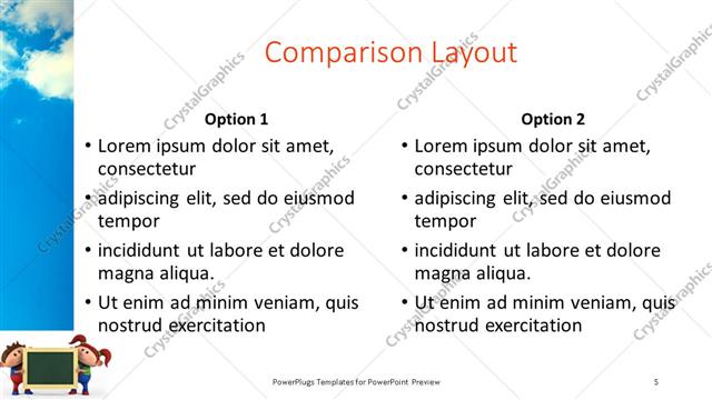 Comparison presentation slide layout