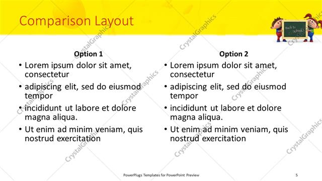 Comparison presentation slide layout