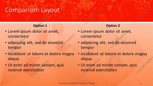 Comparison presentation slide layout
