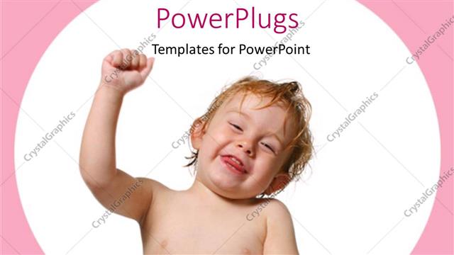  Presentation with cute baby - Cute little baby smiling while he punches the air on white background