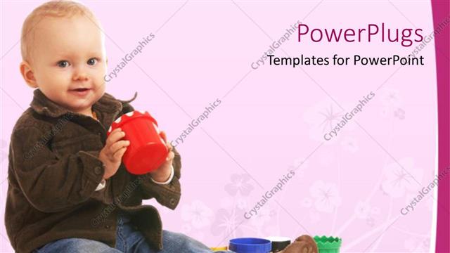  Presentation with baby toy - Cute little boy playing with set of toy on floral background?