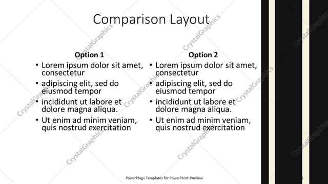 Comparison presentation slide layout