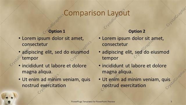 Comparison presentation slide layout