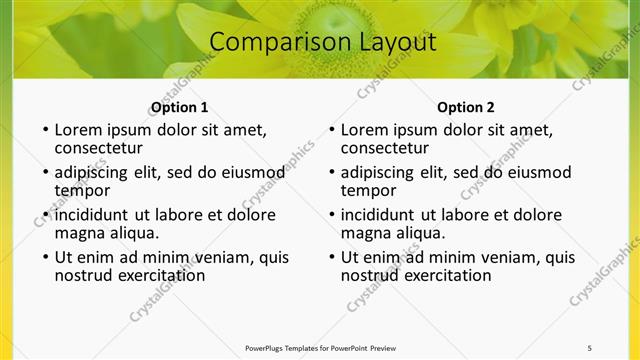 Comparison presentation slide layout