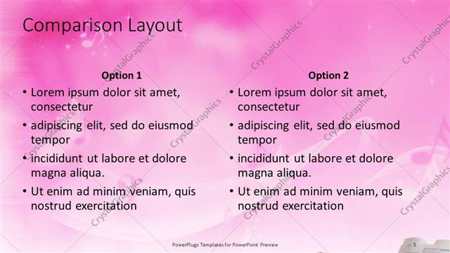 Comparison presentation slide layout