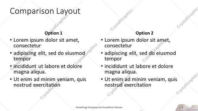 Comparison presentation slide layout