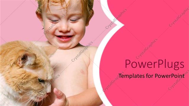  Presentation with baby clothes - A cute young clothes baby playing with a cat