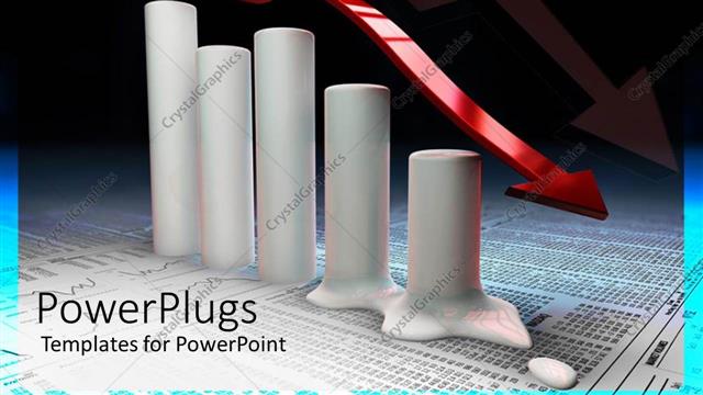  Presentation with cylindrical - Cylindrical bar chart melting on a paper with lots of numbers