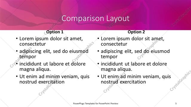 Comparison presentation slide layout