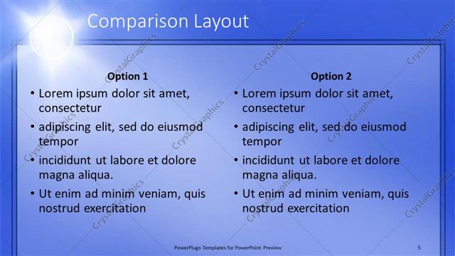 Comparison presentation slide layout