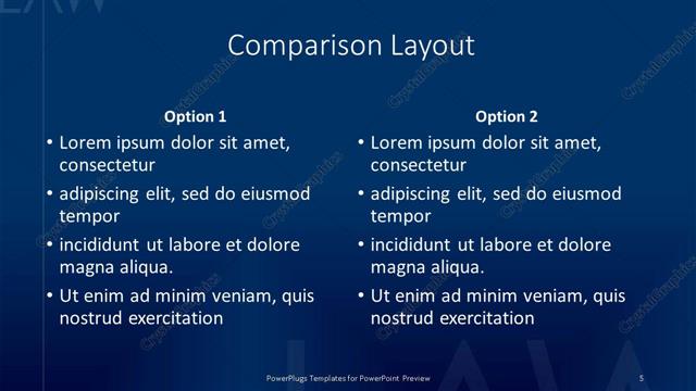 Comparison presentation slide layout