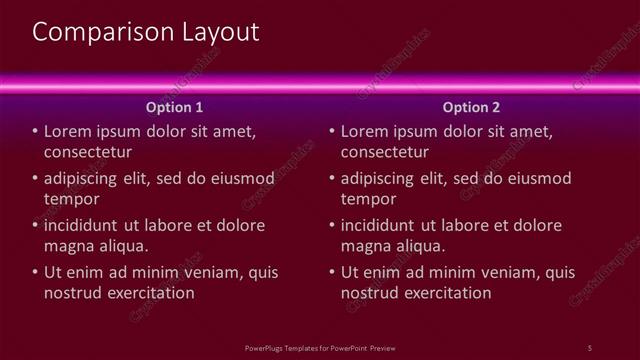 Comparison presentation slide layout