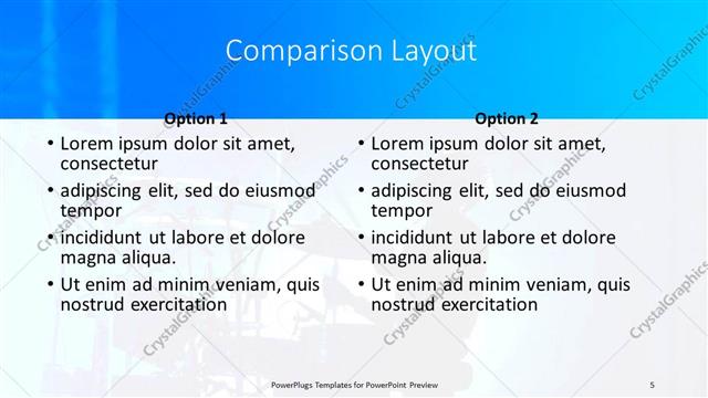 Comparison presentation slide layout