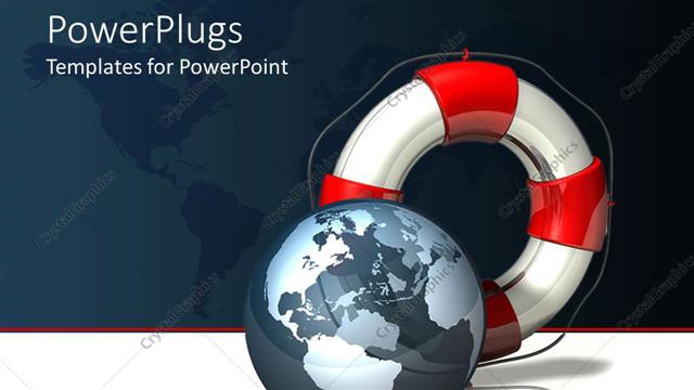  Presentation with lifesaver - A dark globe with lifesaver and map of Earth in the background