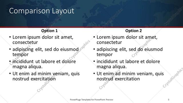 Comparison presentation slide layout
