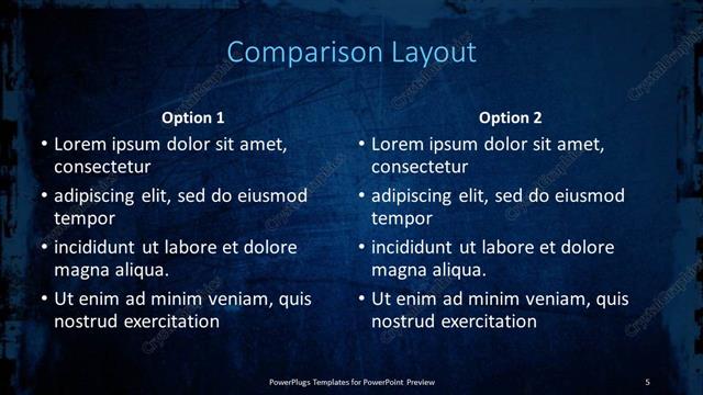 Comparison presentation slide layout