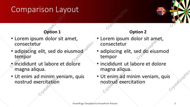 Comparison presentation slide layout