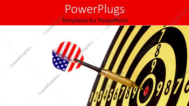  Presentation with target - A dart board with a dart in the center