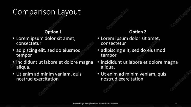 Comparison presentation slide layout