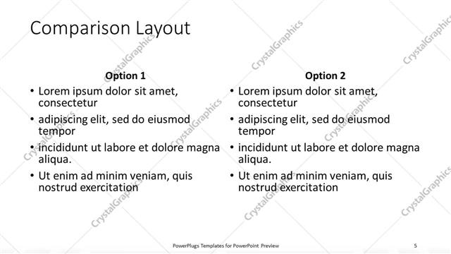 Comparison presentation slide layout