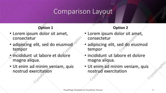 Comparison presentation slide layout