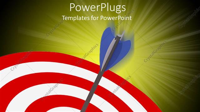  Presentation with target - A dart hitting on target with yellowish background