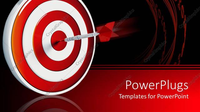 Presentation with target - Dart in middle of a target red and white bullseye with dart in center