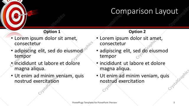 Comparison presentation slide layout