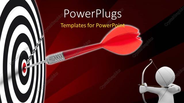  Presentation with objective - A dart on target with a person aiming and brownish background