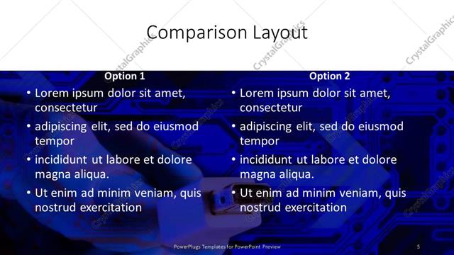 Comparison presentation slide layout