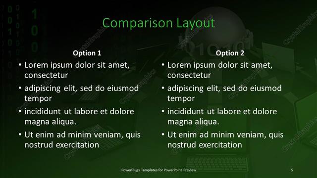 Comparison presentation slide layout