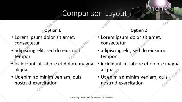 Comparison presentation slide layout